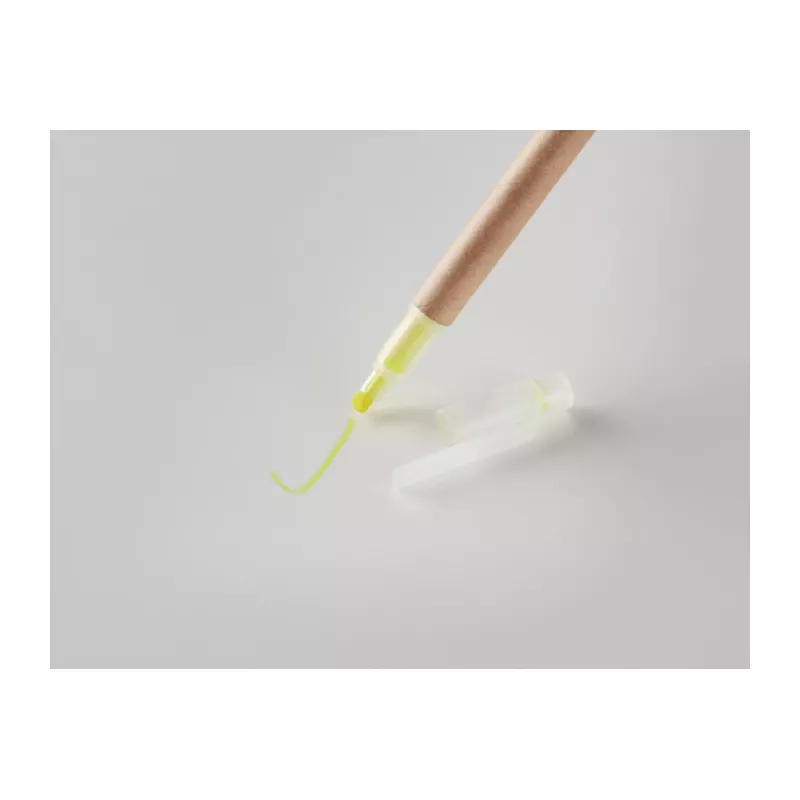 Długopis z zakreślaczem 2 w 1 z kartonu DUO PAPER - Zólty (MO9895-08)