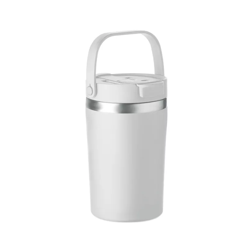Kubek termiczny ze słomką i paskiem 350 ml COZYCUP - Bialy (MO2922-06)