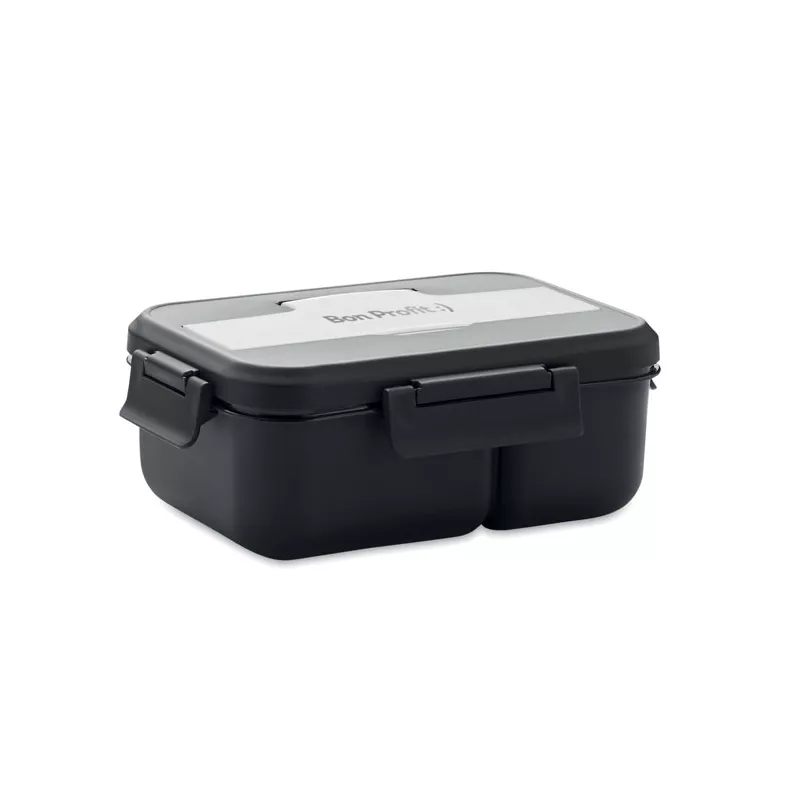 Lunchbox dwupoziomowy ze sztućcami 1000 ml MAKAN - Czarny (MO6646-03)