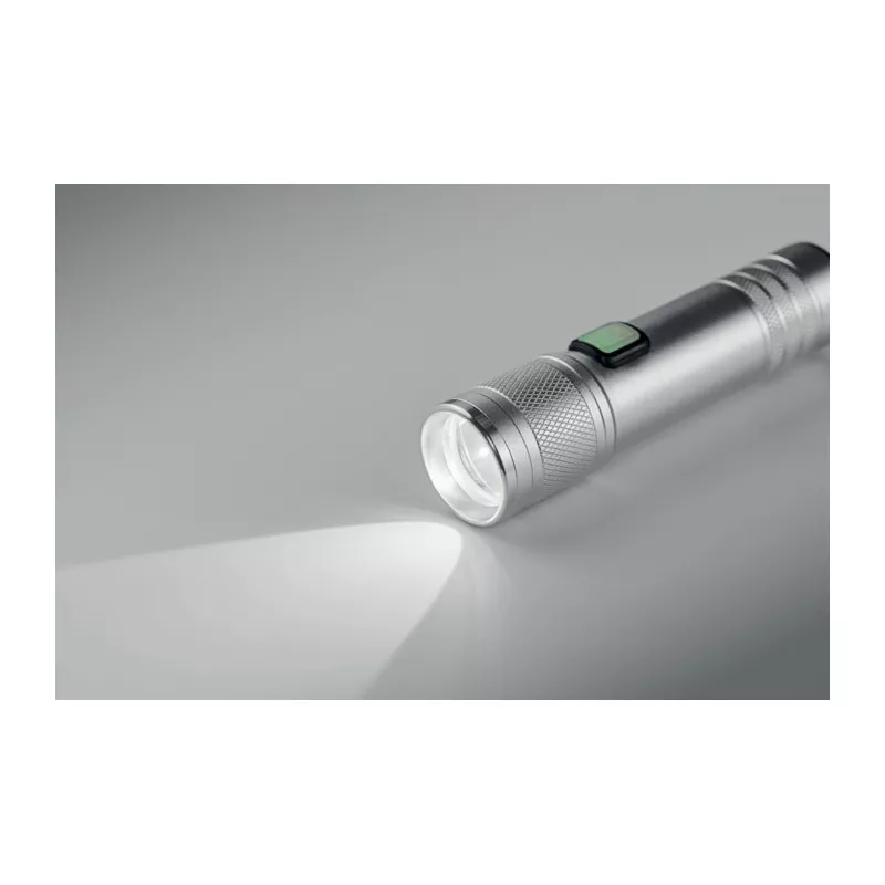 Latarka COB z aluminium z recyklingu FLASHRA - Srebrny Mat (MO2724-16)