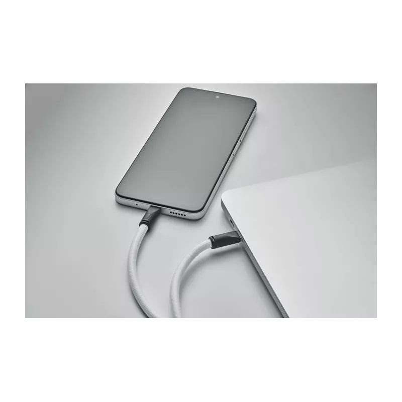 Smycz do telefonu z kablem 60W USB-C COCHARGE - Bialy (MO2618-06)