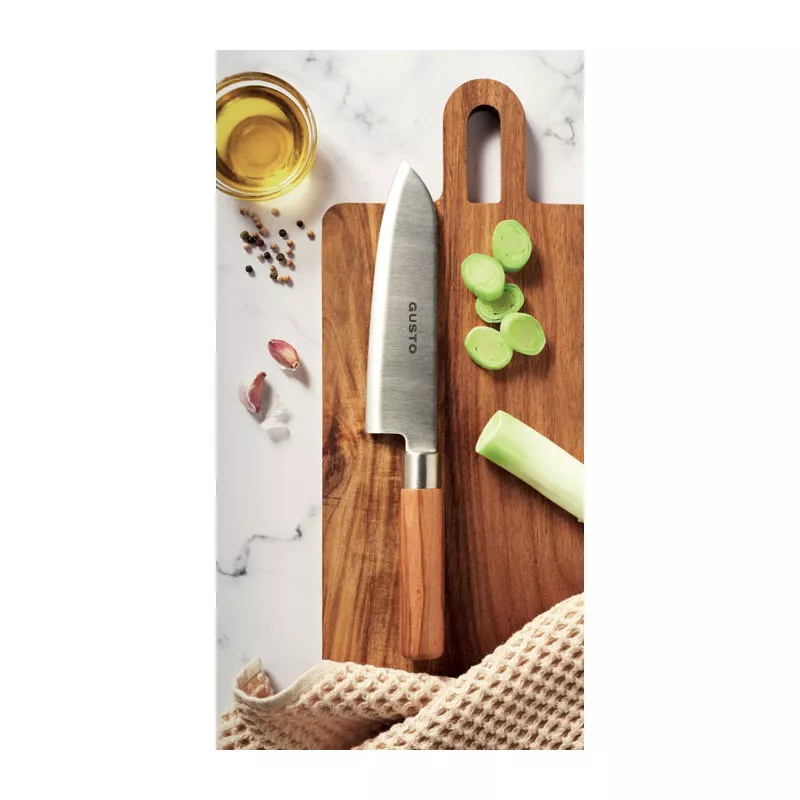 Nóż szefa kuchni z bukową rękojeścią SLICE - Srebrny (MO3157-14)