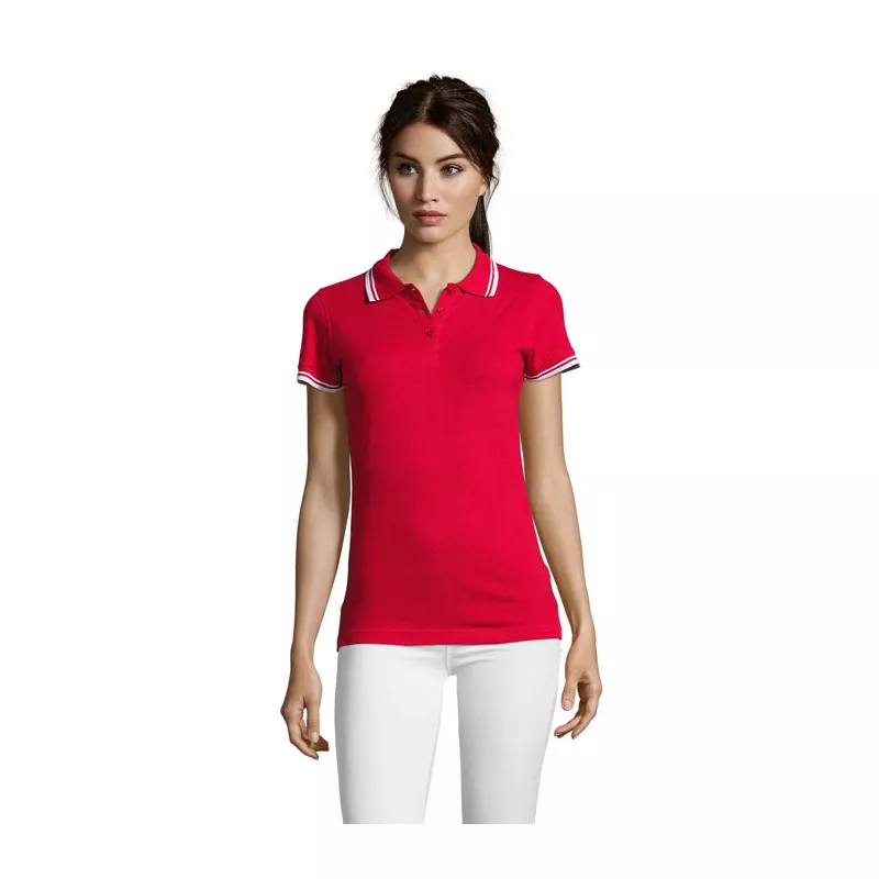 Polo damskie z piki 200 g/m² Sol's PASADENA WOMEN - Rojo/Blanco (S00578-RE)