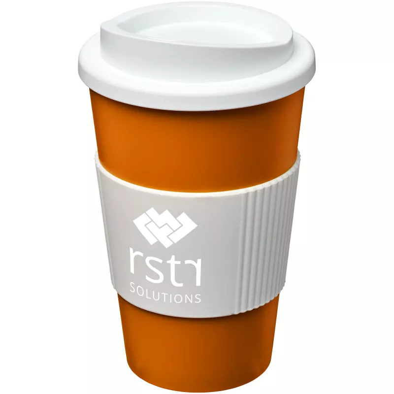 Kubek termiczny z serii Americano® o pojemności 350 ml z uchwytem - Biały-Pomarańczowy (21000223)