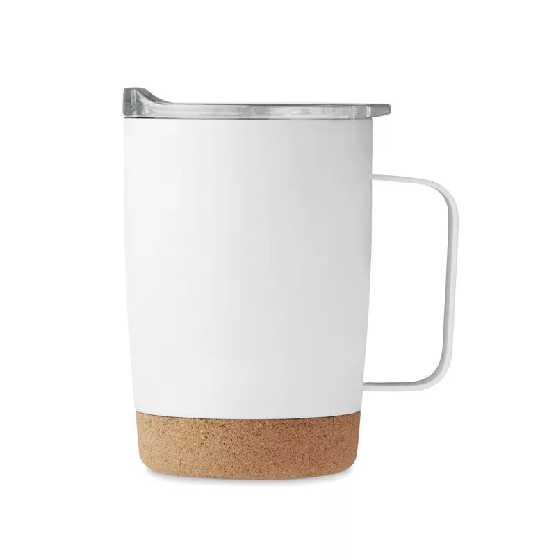Kubek termiczny stalowy z korkową podstawą 300 ml RUBY - Bialy (MO6533-06)