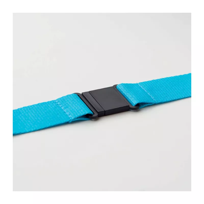 Smycz szeroka 25 mm z karabińczykiem WIDE LANY - Turkusowy (MO9661-12)