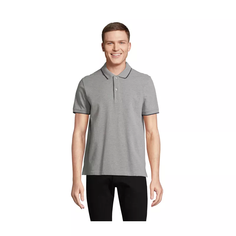 Koszulka polo unisex z prążkiem Sol's PALERMO - Grey Melange/ French Navy (S04769-GF)