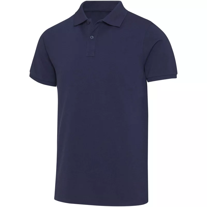 Beryl naturalna koszulka polo z recyklingu z krótkim rękawem, unisex, o gramaturze 220 g/m² - Granatowy (39558-NAVY)