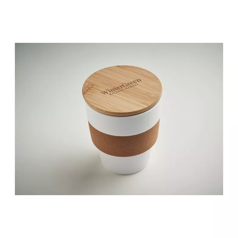 Kubek z PP z korkową opaską 300 ml GALAO - Bialy (MO6981-06)