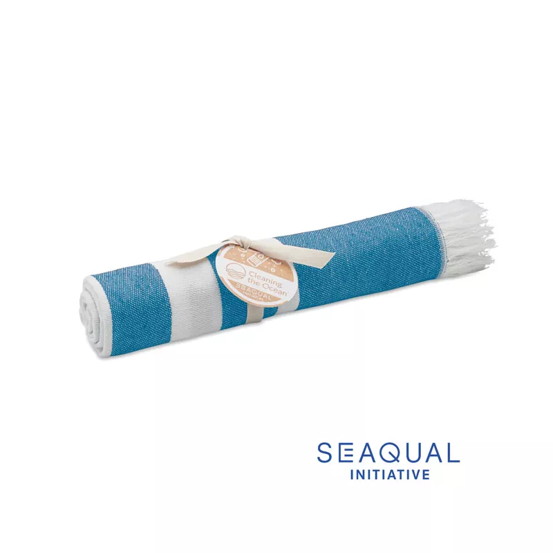 Ręcznik hammam SEAQUAL® 100x170 cm 300 g/m² WAVE - Turkusowy (MO2058-12)