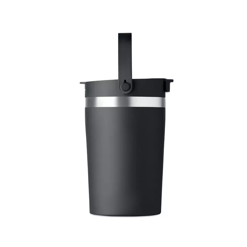 Kubek termiczny ze słomką i paskiem 350 ml COZYCUP - Czarny (MO2922-03)