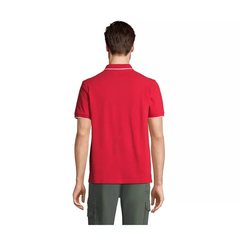 Koszulka polo unisex z prążkiem Sol's PALERMO - Jaskrawoczerwony / Biały (S04769-KA)