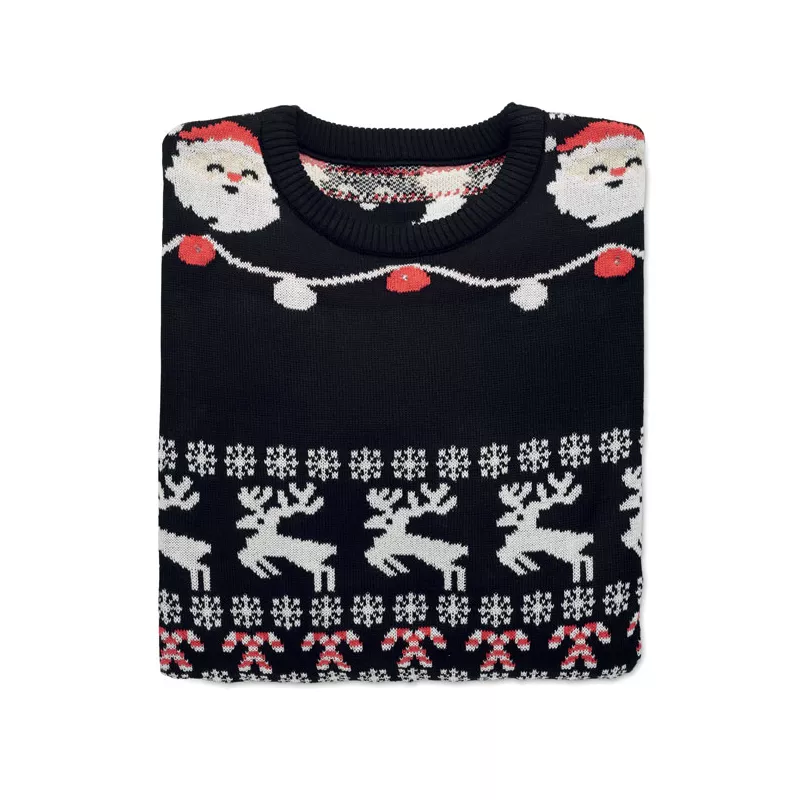 Sweter świąteczny z 10 lampkami LED L/XL SHAMIS LARGE - Czarny (CX1554-03)