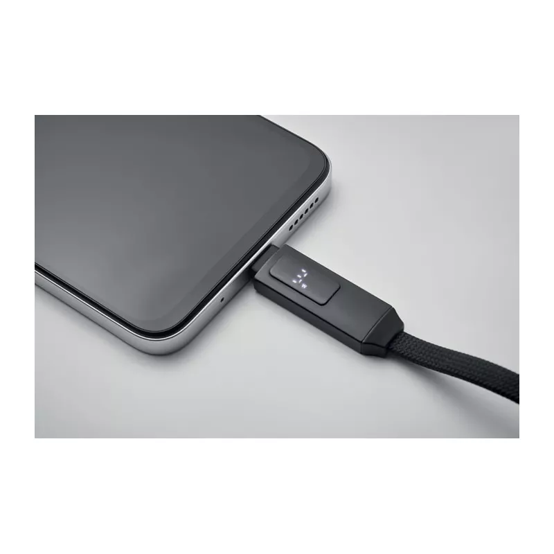 Brelok z kablem USB-C 60W z wyświetlaczem KEYSTO - Czarny (MO2682-03)