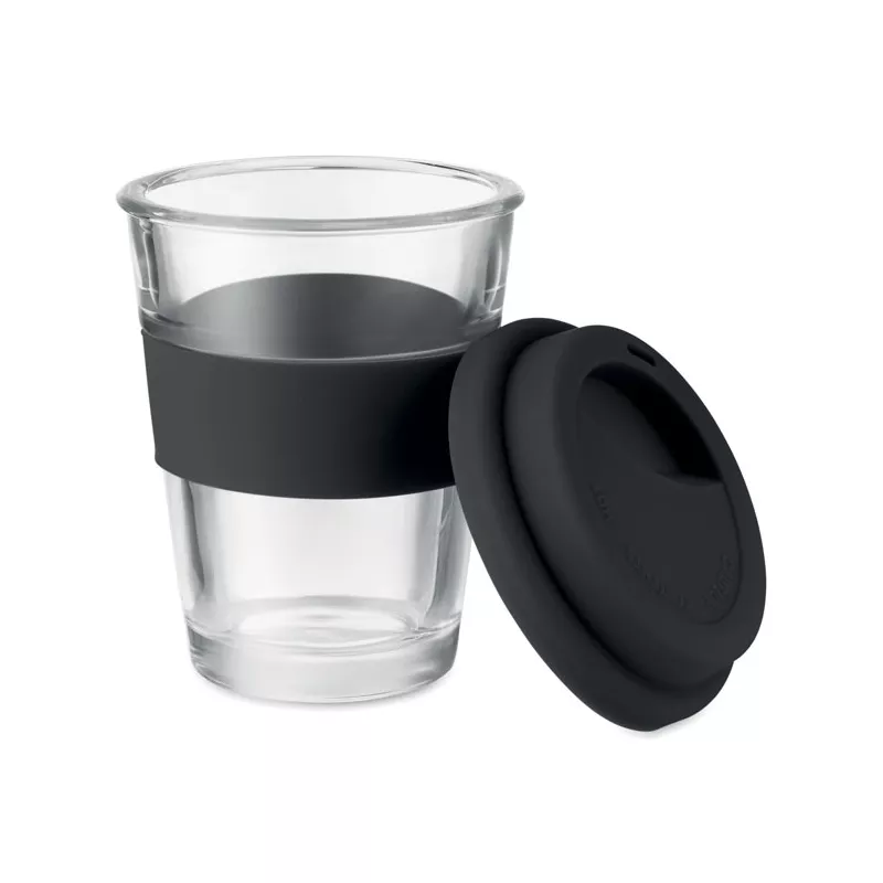 Kubek szklany z pokrywką i uchwytem 350 ml ASTOGLASS - Czarny (MO9992-03)