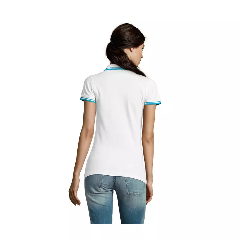Polo damskie z piki 200 g/m² Sol's PASADENA WOMEN - White/Aqua (S00578-QU)
