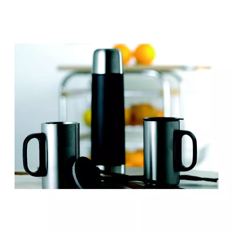 Termos stalowy 500 ml z 2 kubkami ISOSET - Czarny (KC2694-03)