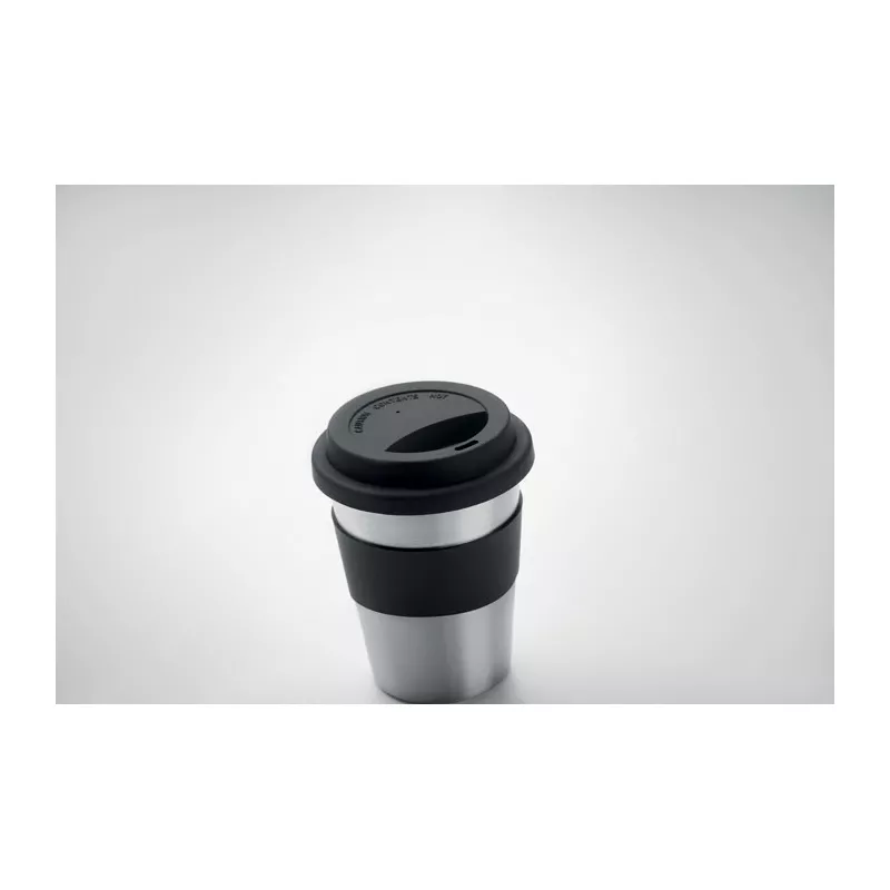 Kubek stalowy jednościenny z pokrywką 350 ml IRMUG - Czarny (MO6257-03)