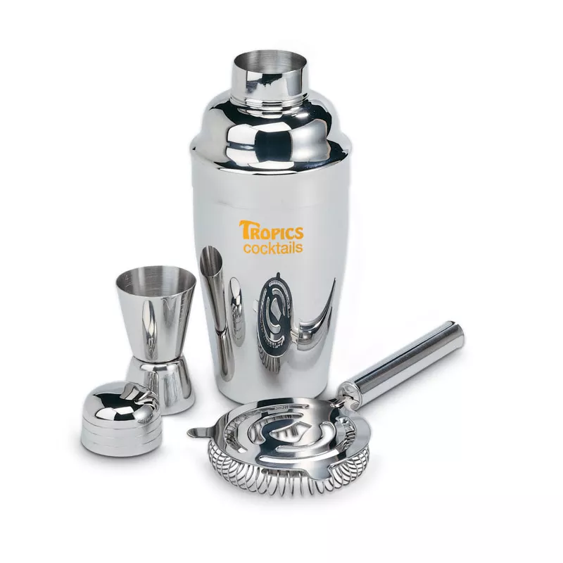 Zestaw koktajlowy stalowy z shakerem 500 ml FIZZ - Srebrny Blyszczacy (KC4298-17)