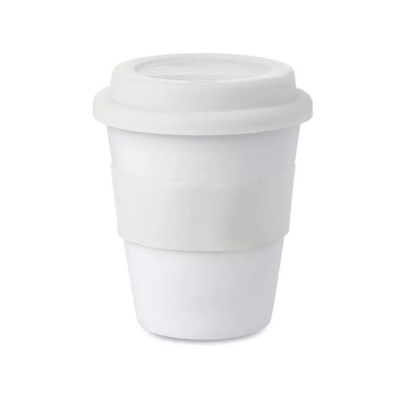 Kubek z PP z silikonową pokrywką 350 ml ASTORIA - Bialy (MO8078-06)