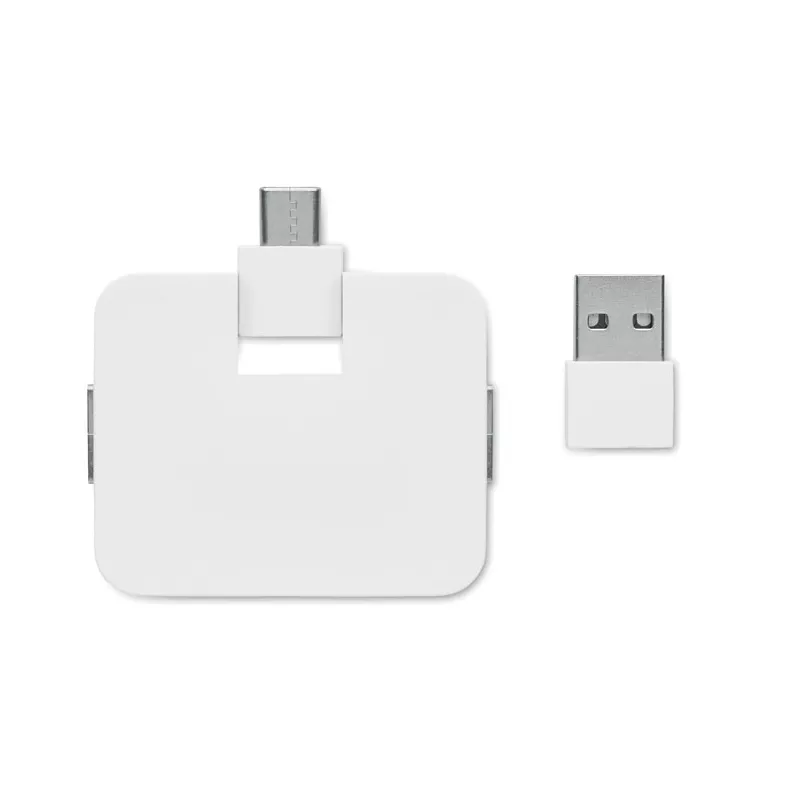 Hub USB 4-portowy z USB-C SQUARE-C - Bialy (MO2254-06)