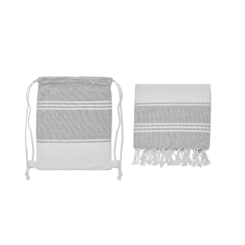 Ręcznik hammam z workiem 90x160 cm 180 g/m² HAMMA - Szary (MO2584-07)