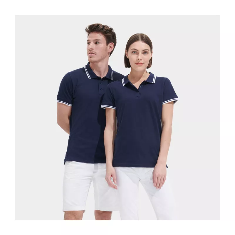 Koszulka polo męska bawełniana 200 g/m² Sol's PASADENA - Francuski Granatowy/biały (S00577-FW)