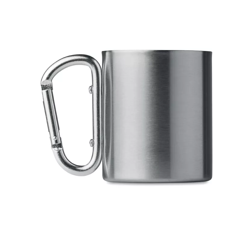 Kubek stalowy dwuścienny z karabinkiem 220 ml TRUMBO - Srebrny Mat (MO8313-16)