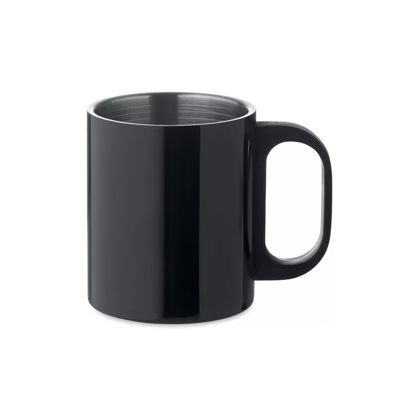 Kubek dwuścienny stalowy z uchwytem 300 ml TANISS - Czarny (MO6600-03)
