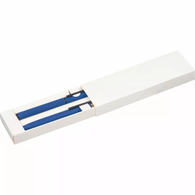 Zestaw piśmienny długopis i pióro kulkowe z aluminium z recyklingu RAFFAELE - niebieski (1470604)