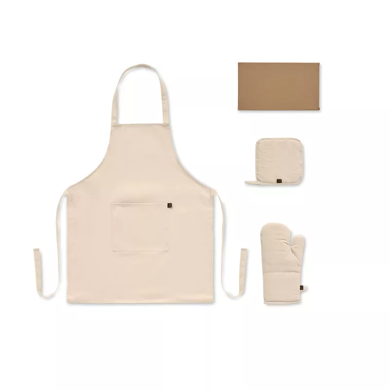 Fartuch z rękawicą i łapką 180 g/m² GALA SET - Bezowy (MO3171-13)