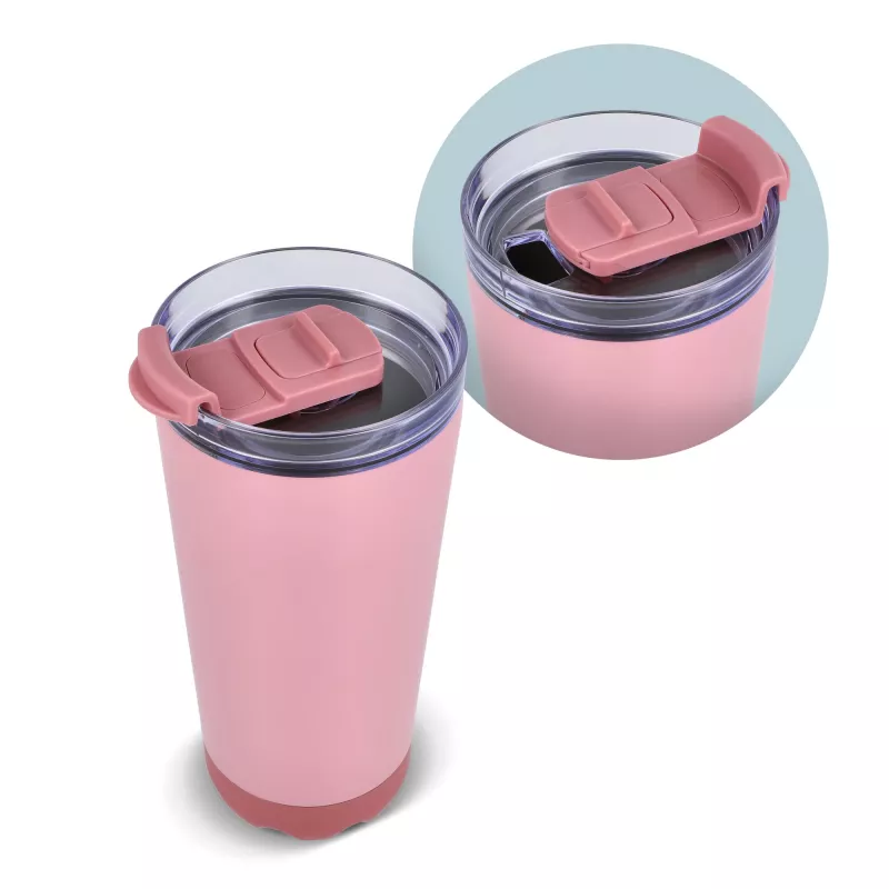 Kubek termiczny InSideOut ze stali nierdzewnej o podwójnych ściankach, 600 ml - pasteloworóżowy (LT57017-N0079)