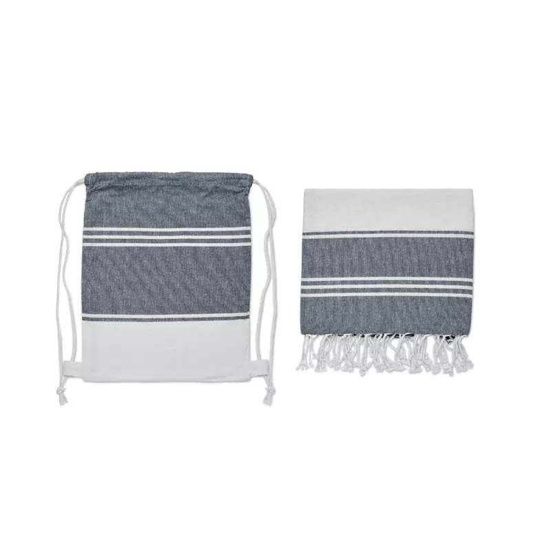 Ręcznik hammam z workiem 90x160 cm 180 g/m² HAMMA - Niebieski (MO2584-04)