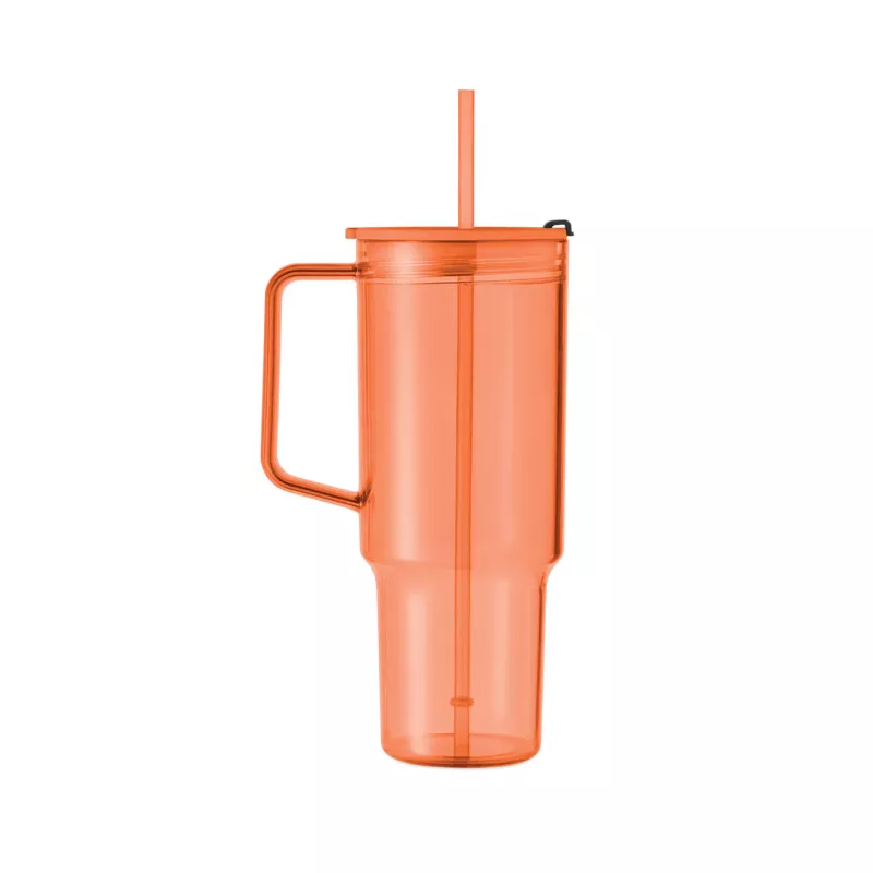 Kubek z RPET ze słomką 1200 ml MUGORA - Przezroczysty Pomaranczowy (MO2964-29)