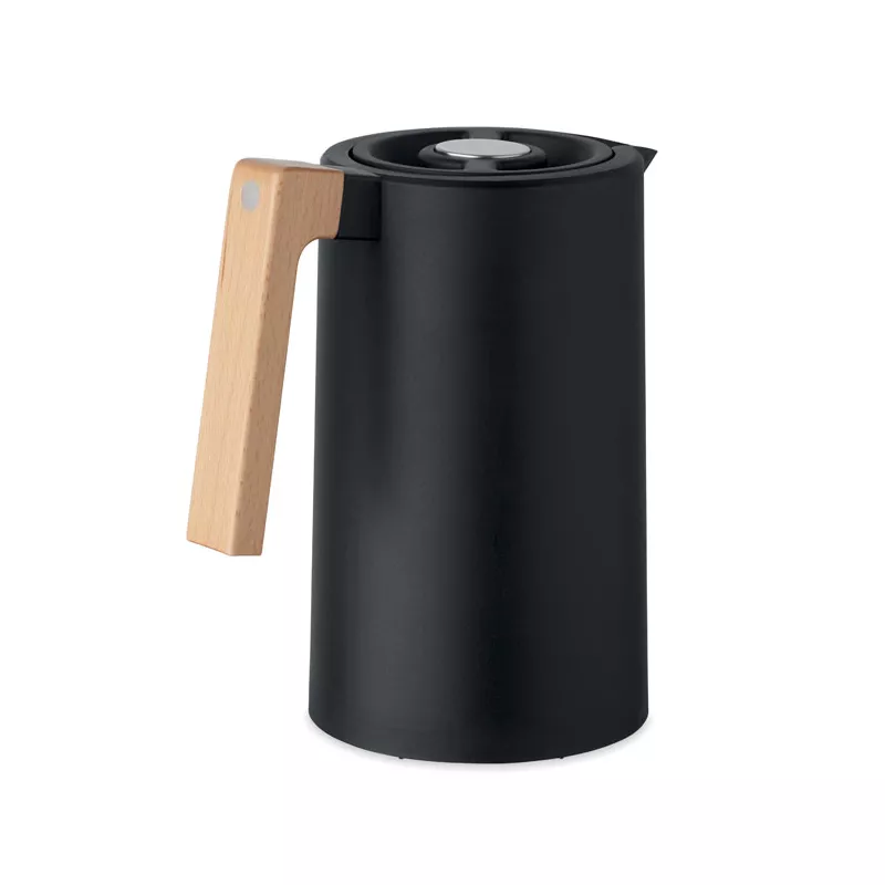 Dzbanek termiczny 1000 ml z drewnianym uchwytem SERVIR - Czarny (MO2674-03)