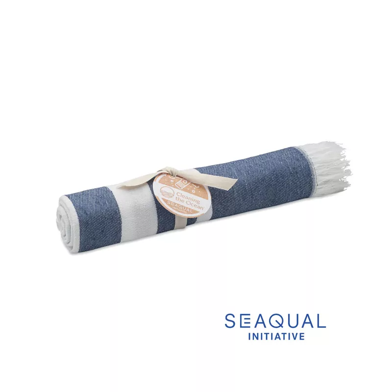 Ręcznik hammam SEAQUAL® 100x170 cm 300 g/m² WAVE - Niebieski (MO2058-04)