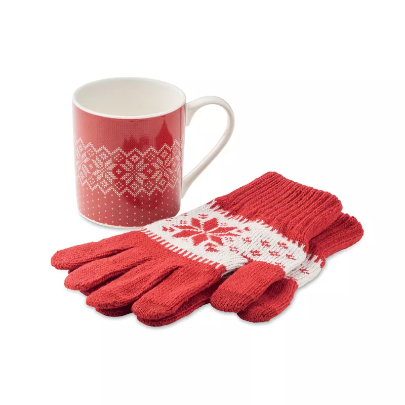 Zestaw prezentowy kubek 300 ml i rękawiczki COPITO SET - Czerwony (CX1557-05)