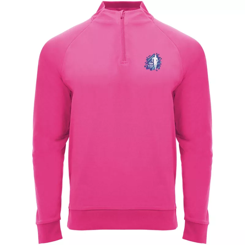 Epiro bluza unisex z długim rękawem i zamkiem błyskawicznym 1/4 200 g/m² - Pink Fluor (R1115-PINKFLUO)