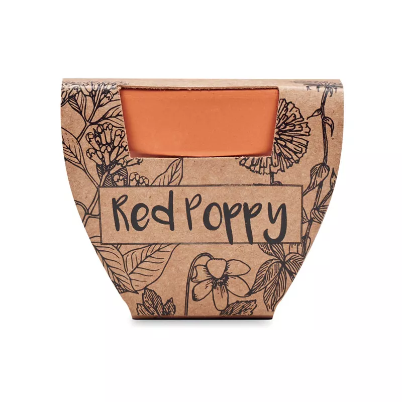 Doniczka z terakoty z nasionami maku RED POPPY - Drewna (MO6148-40)