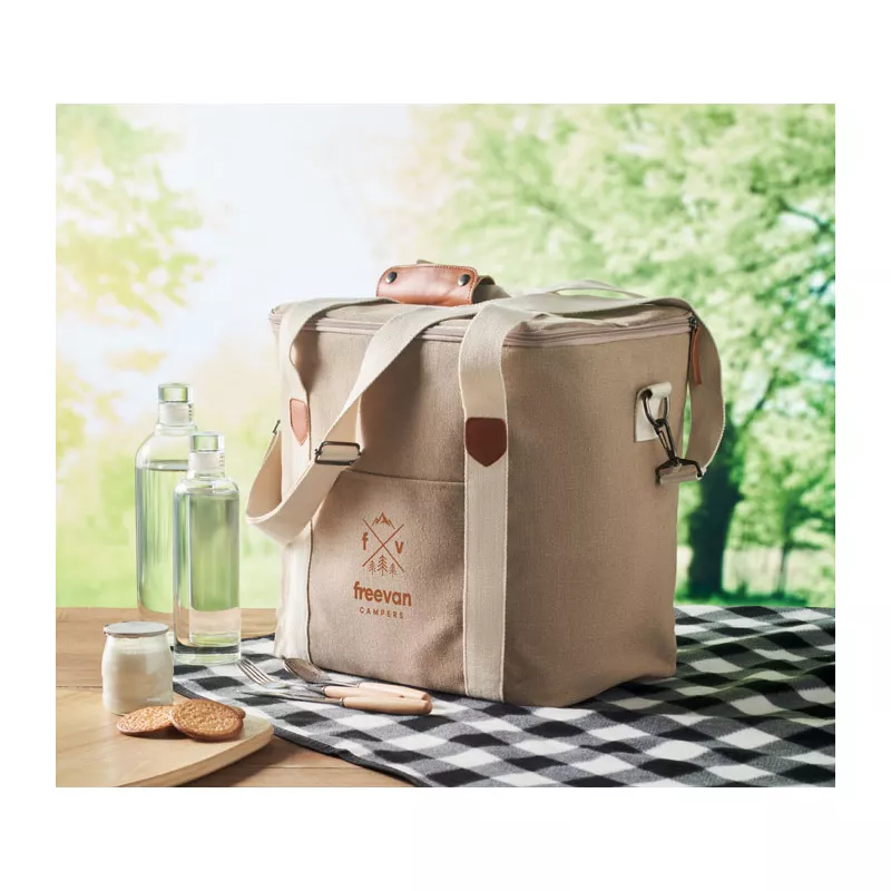 Torba termiczna duża z płótna 450 g/m² KECIL LARGE - Bezowy (MO6869-13)