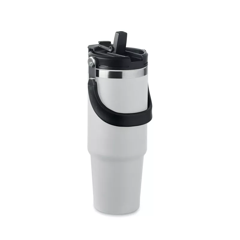 Kubek termiczny ze słomką ze stali 850 ml SUMA HAND - Bialy (MO2561-06)