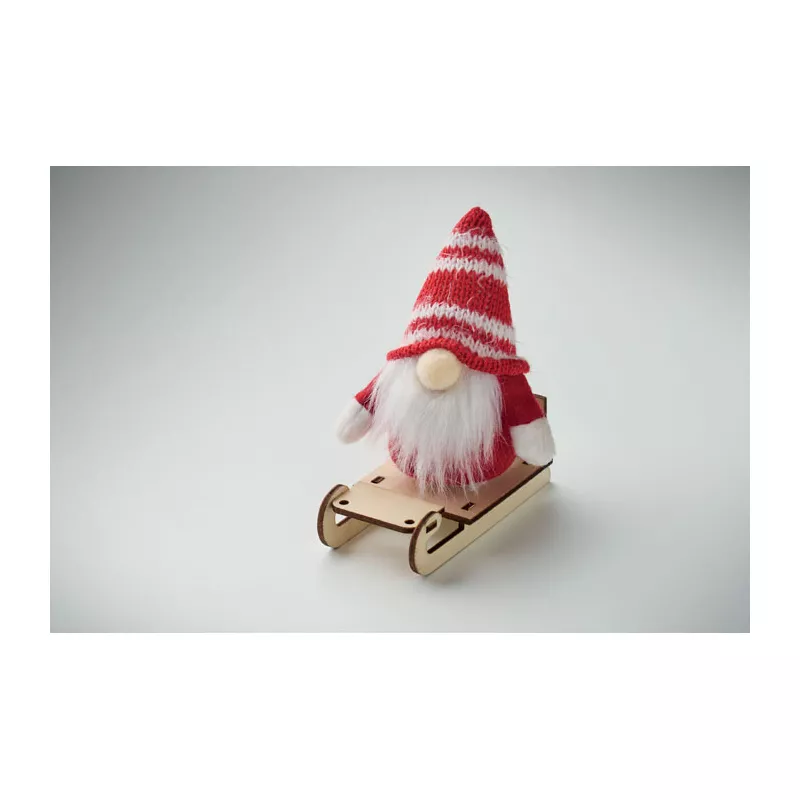 Skrzat świąteczny na drewnianych saniach FROSTY SLEIGH - Czerwony (CX1588-05)