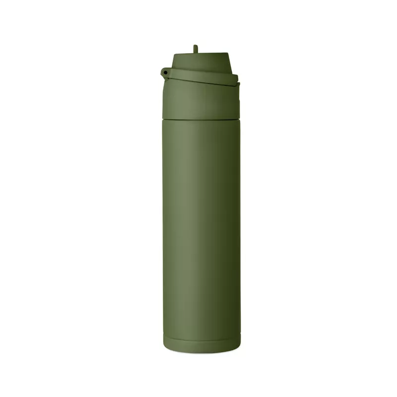 Butelka termiczna ze słomką 2 w 1 500 ml TOIEN TWO - Ciemnozielony (MO2988-60)