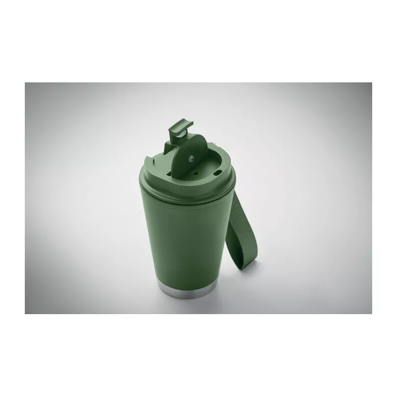 Kubek dwuścienny z PP z paskiem 300 ml TOPIZ - Ciemnozielony (MO2596-60)