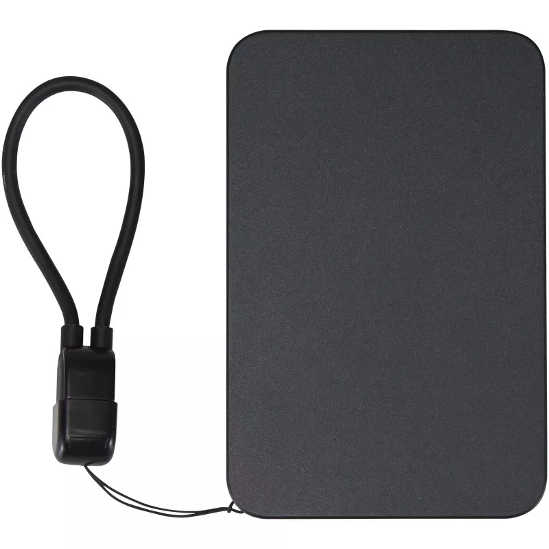 Powerbank SMART o pojemności 5000 mAh, wykonany z tworzywa sztucznego pochodzącego z recyklingu, ze smyczą na szyję - Czarny (12452990)