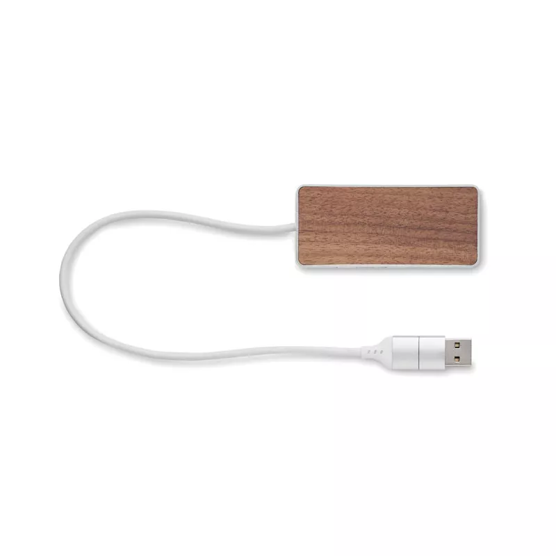 Hub USB 4-portowy z aluminium i orzecha UBAH - Drewna (MO2387-40)