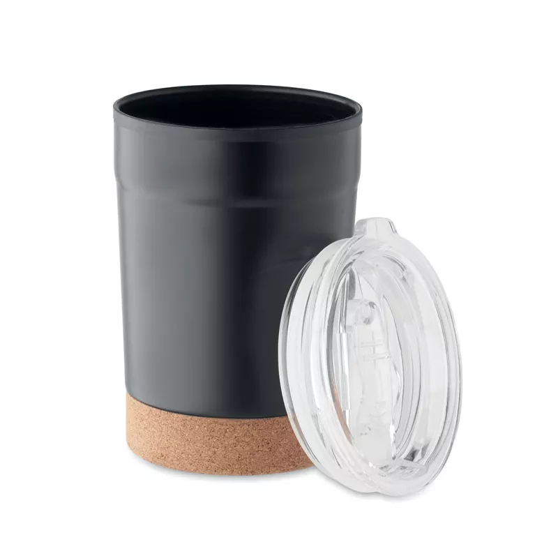Kubek termiczny 300 ml z korkową podstawką NOMU - Czarny (MO2187-03)