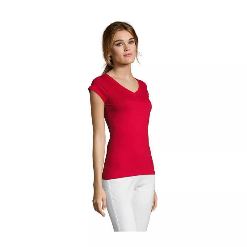 Koszulka damska z dekoltem w serek 150 g/m² Sol's MOON - Czerwony (S11388-RD)
