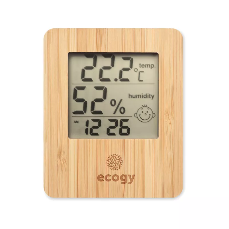 Stacja pogodowa z zegarem i bambusowym frontem SUNCITY - Drewna (MO6562-40)