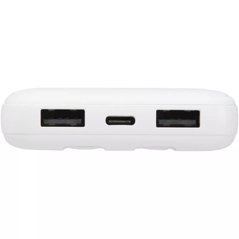 Adhil powerbank o pojemności 10.000 mAh i mocy 10 W z tworzyw sztucznych pochodzących z recyklilngu z 2 wbudowanymi kablami - Biały (12445901)